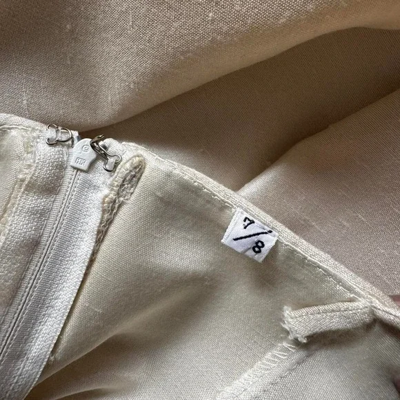 Vintage Cream Silk Dress Square Neck - Picture 4 of 8